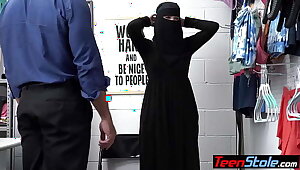 Huge-boobed teen thief Delilah Day in hijab punish fucked by a perv LP officer